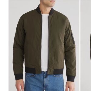 Nordstrom Carbon + Craft Olive Bomber Jacket with Black Trim